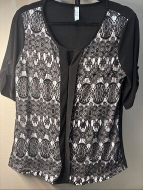 PerSeption Concept Black Lace-Front Women's Blouse